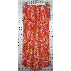 C&C California tropical floral wide leg linen blend pants size M